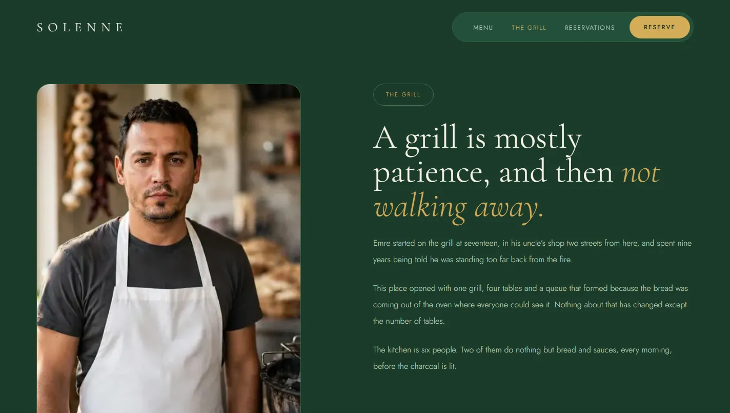 The Grill — the cook, the story and the press list