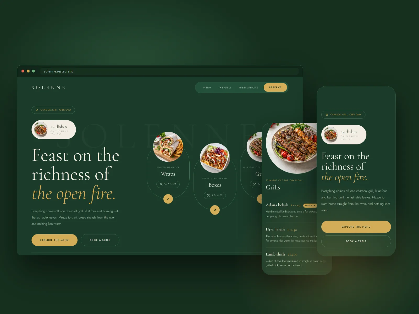 Solenne on desktop and mobile